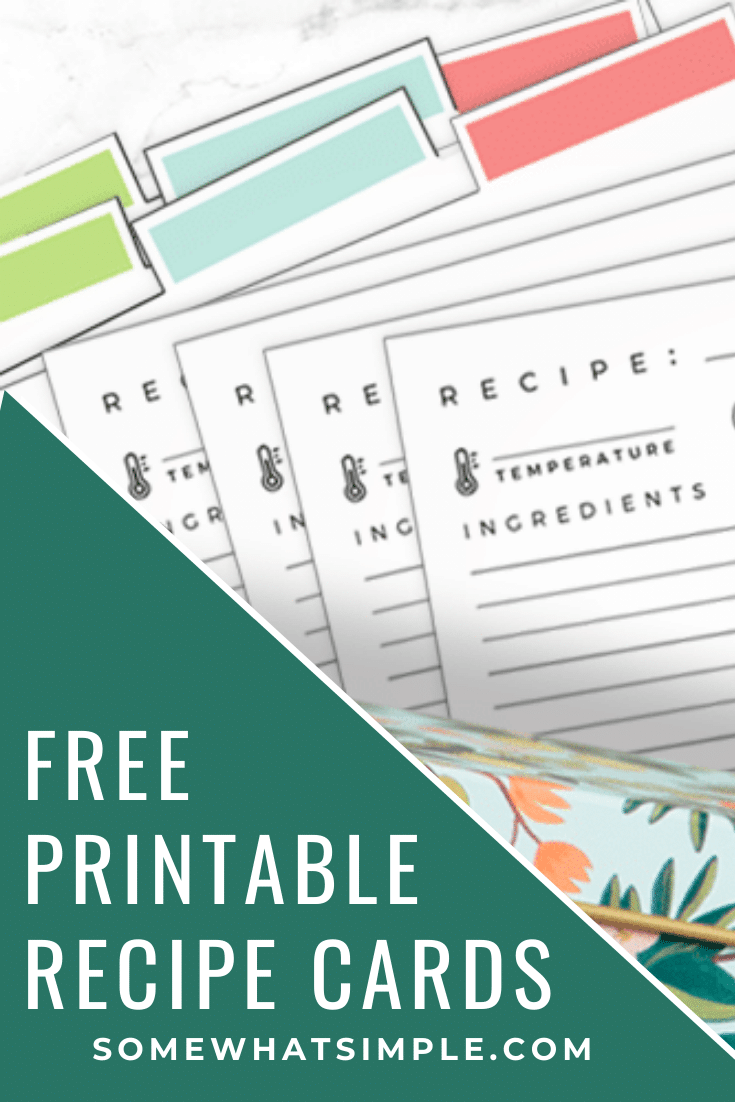 Make your recipe box look better than ever with our free printable recipe card template! This is an organized way to save your family's favorite recipes so you can use them whenever you want! #recipecardtemplate #recipecardfreeprintables #freedownload #free #recipecarddesign via @somewhatsimple