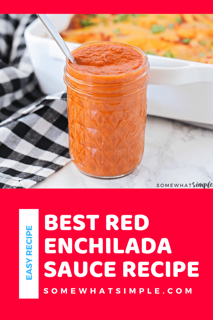 Making homemade enchilada sauce is so quick and easy, and it is the perfect way to punch up the flavor in your favorite Mexican recipes! This recipe is so easy, it only takes 15 minutes to make. Forget the jarred sauces and whip up a fresh batch right now! #bestredenchiladasauce #homemadeenchiladasauce #redenchiladasauce #redenchiladasaucerecipe #authenticredenchiladasauce via @somewhatsimple