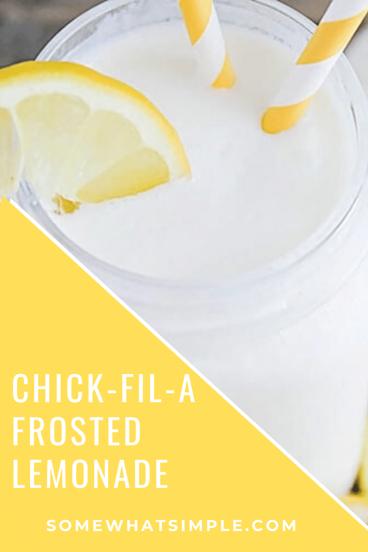 This Chick-fil-a Frosted Lemonade copycat recipe is perfect for a summer afternoon. Save yourself the time and money and make a batch of this refreshing drink at home! #lemonade #chickfilacopycatrecipe #summerdrinkrecipe #frostedlemonade #chickfilafrostedlemonade via @somewhatsimple