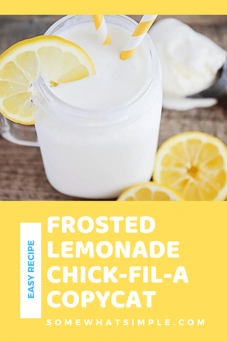 This Chick-fil-a Frosted Lemonade copycat recipe is perfect for a summer afternoon. Save yourself the time and money and make a batch of this refreshing drink at home! #lemonade #chickfilacopycatrecipe #summerdrinkrecipe #frostedlemonade #chickfilafrostedlemonade via @somewhatsimple