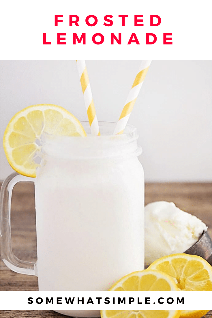 This Chick-fil-a Frosted Lemonade copycat recipe is perfect for a summer afternoon. Save yourself the time and money and make a batch of this refreshing drink at home! #lemonade #chickfilacopycatrecipe #summerdrinkrecipe #frostedlemonade #chickfilafrostedlemonade via @somewhatsimple