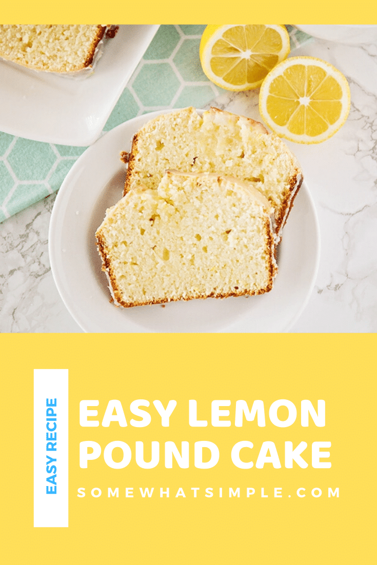 This delightfully sweet and tart lemon pound cake recipe is the perfect dessert for spring! It's easy to make and is bursting with fresh lemon flavor. This sweet lemon dessert will quickly become your favorite! #lemonpoundcake #lemonpoundcakerecipe #lemonpoundcakewithglaze #moistlemonpoundcakerecipe #easylemonpoundcake via @somewhatsimple