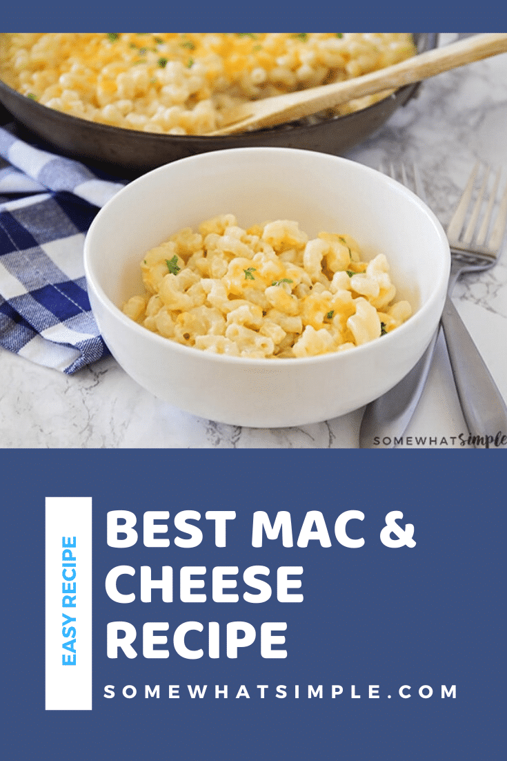 This easy homemade macaroni and cheese recipe is ready in no time! This recipe is creamy, delicious, and takes only minutes to make! This mac & cheese recipe is perfect for a busy night when you don't have a lot of time to spend cooking #easymacaroniandcheeserecipe #stovetopmacandcheese #homemademacandcheese #howtomakehomemademacandcheese #macaroniandcheese via @somewhatsimple