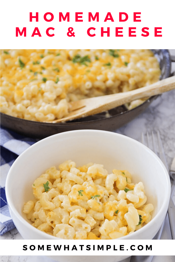 This easy homemade macaroni and cheese recipe is ready in no time! This recipe is creamy, delicious, and takes only minutes to make! This mac & cheese recipe is perfect for a busy night when you don't have a lot of time to spend cooking #easymacaroniandcheeserecipe #stovetopmacandcheese #homemademacandcheese #howtomakehomemademacandcheese #macaroniandcheese via @somewhatsimple
