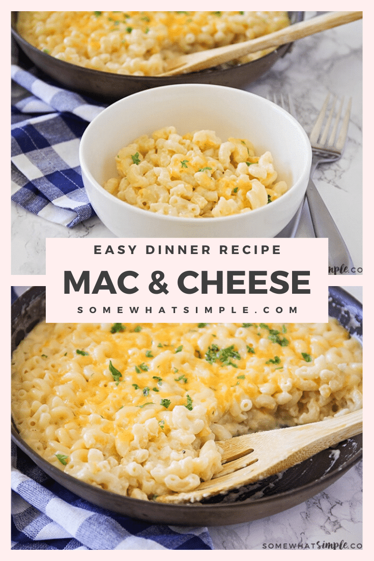 This easy homemade macaroni and cheese recipe is ready in no time! This recipe is creamy, delicious, and takes only minutes to make! This mac & cheese recipe is perfect for a busy night when you don't have a lot of time to spend cooking #easymacaroniandcheeserecipe #stovetopmacandcheese #homemademacandcheese #howtomakehomemademacandcheese #macaroniandcheese via @somewhatsimple