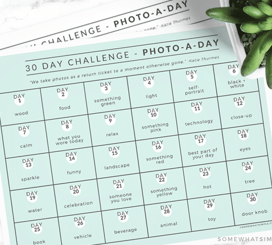Photo Challenge with different themes to take a picture of each day
