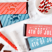 red white and blue paper candy bar wrappers for 4th of July