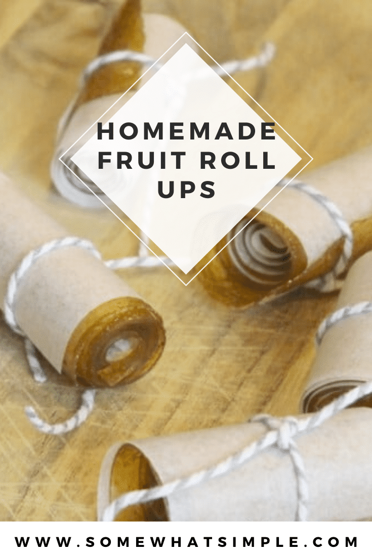 Looking for an easy afternoon snack that is healthy too?  Made only with fresh fruit, these homemade fruit roll ups are super easy to make and taste amazing! #howtomakefruitrollups #fruitrollupsrecipe #healthyhomemadesnacks #homemadefruitrollupvideo #easyhomemadefruitrollups via @somewhatsimple