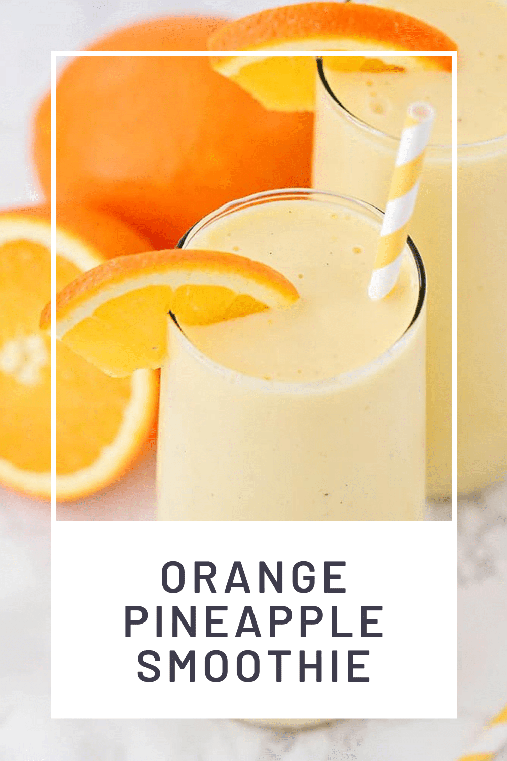 This sweet and refreshing orange creamsicle smoothie is perfect for an easy breakfast or afternoon snack! Filled with pineapple and yogurt, it's a healthy and flavorful way to enjoy your favorite frozen creamsicle drink! via @somewhatsimple