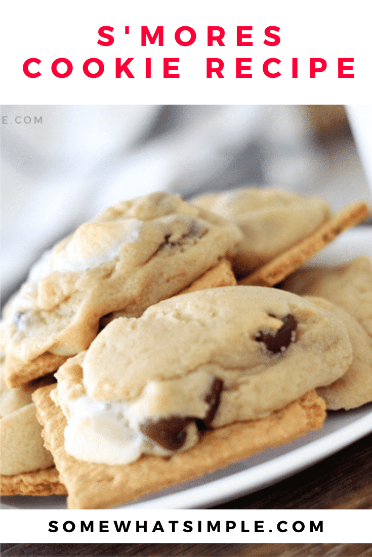 Now you can have the deliciousness of s'mores all year round! These s'mores cookies are so simple to make, people will be begging for the recipe! Made with the delicious combination of chocolate, graham crackers and a hot, gooey marshmallow, these cookies are irresistible! #smorescookies #howtomakesmorescookies #campingrecipes #easysmorescookies #smorescookierecipe via @somewhatsimple