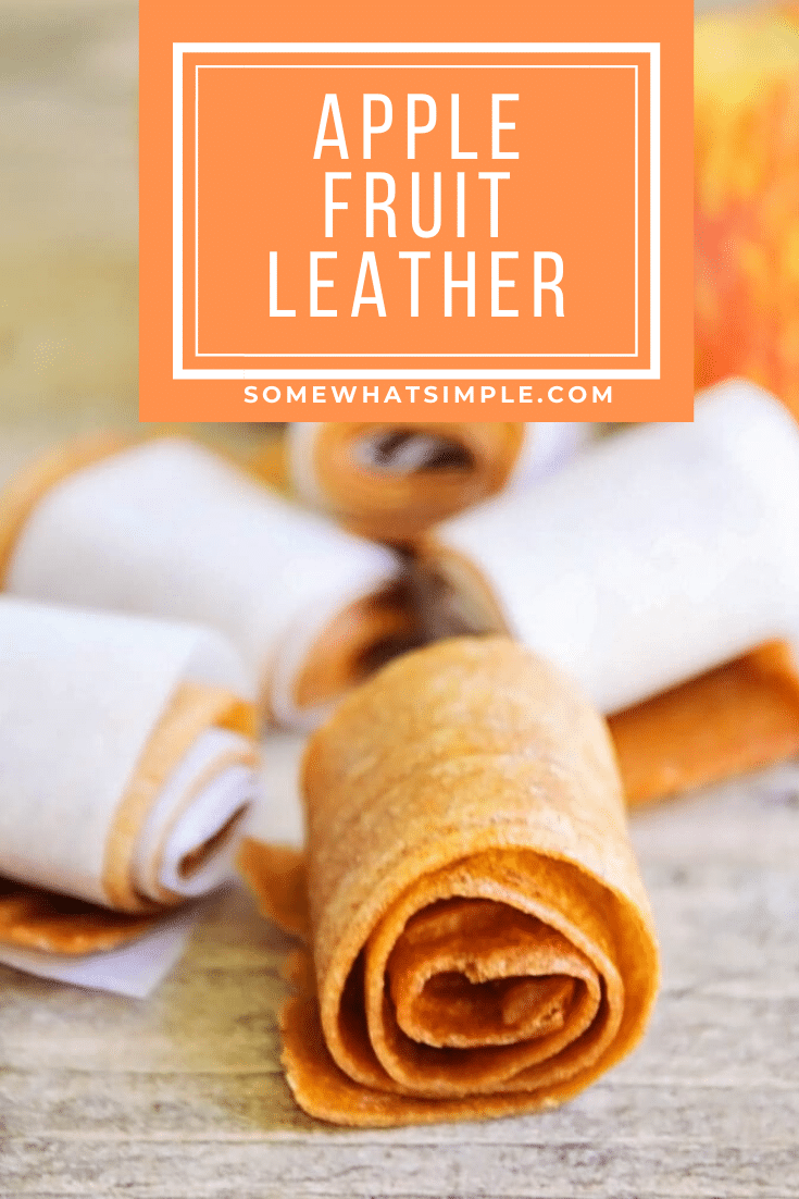 This apple cinnamon fruit leather is the perfect after school snack!  Made using just 4 ingredients, it's easy to make and healthy to eat. #fruitleather #howtomakefruitleather #applefruitleather #homemadefruitleather #howtomakefruitleather via @somewhatsimple