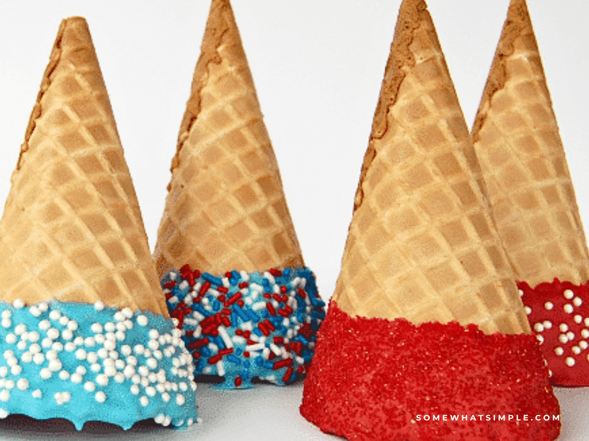 Close up of Chocolate Dipped Cones