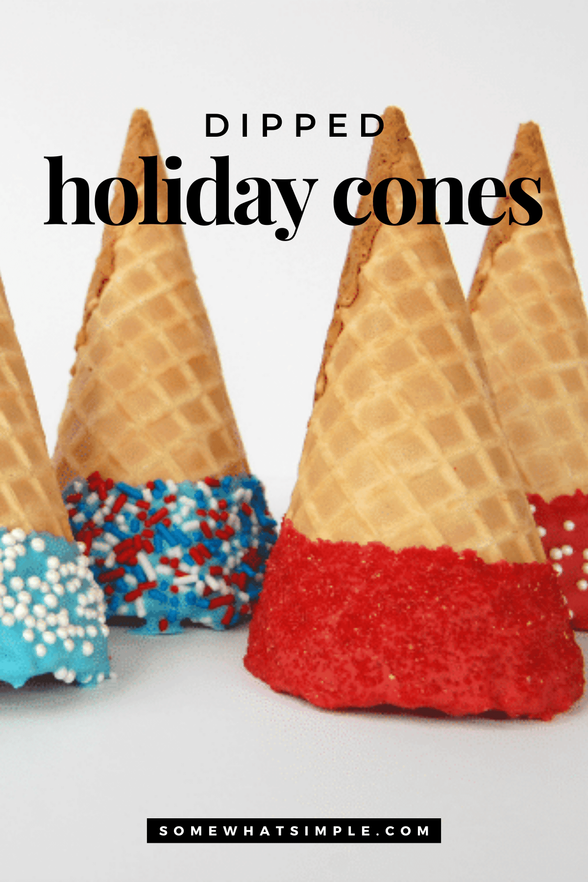 Easy chocolate-dipped ice cream cones are a fun 3-ingredient treat for any holiday or celebration and can be ready in 10 minutes or less! via @somewhatsimple