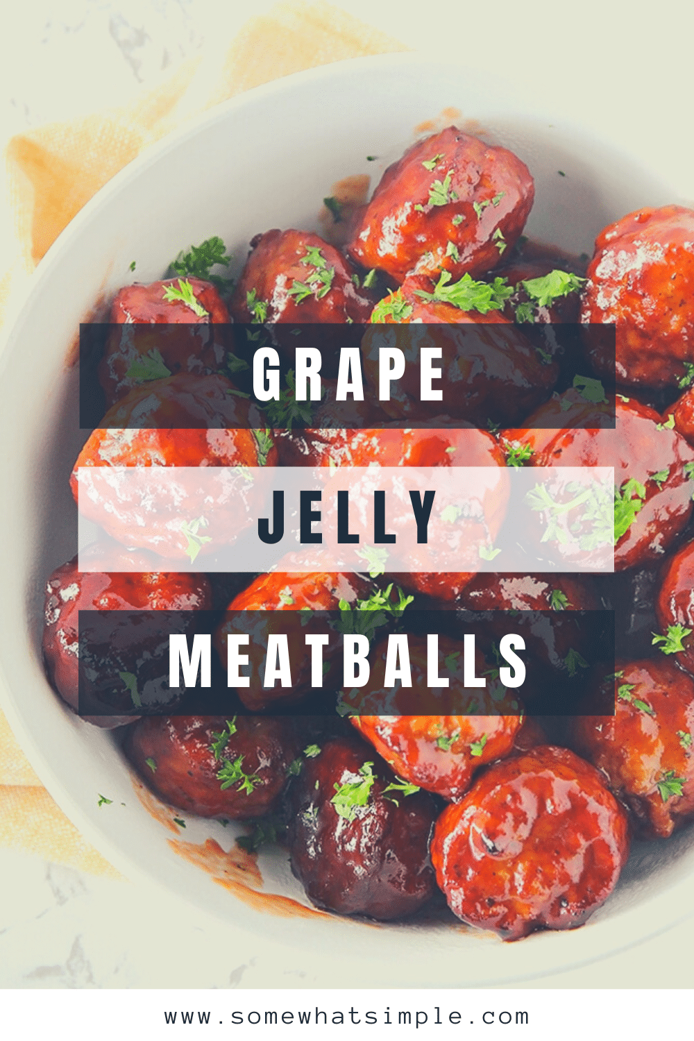 Ready for a simple dinner idea that your family will love? These grape jelly meatballs that you make in a crock pot are just for you! These meatballs are perfect for a simple meal or can be served as a delicious appetizer at your next party. Just throw everything in the slow cooker and get ready to be amazed! via @somewhatsimple