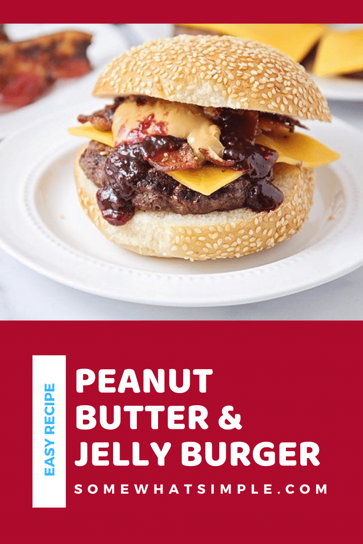 These peanut butter and jelly bacon cheeseburgers are over-the-top delicious and so easy to make! Take your outdoor grilling game up a notch wit this fun twist on a basic burger! I promise, once you've tried one of these hamburgers, you'll never go back to eating them the same way again. via @somewhatsimple