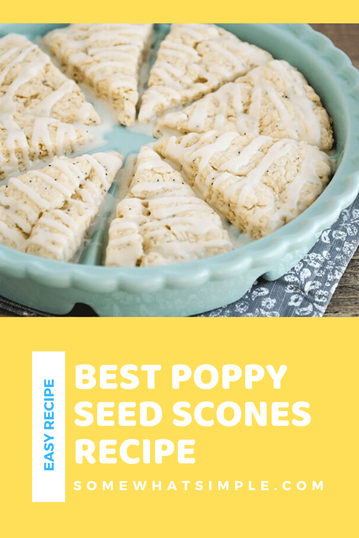 These almond poppy seed scones are soft and flaky. This scone recipe is super simple to make and tastes amazing!  Not only are the easy to make but they taste amazing! They make an easy and delicious breakfast or brunch! #poppyseedscones #howtomakescones #bestpoppyseedsconesrecipe #almondpoppyseedscones #sweetbreakfastrecipe via @somewhatsimple