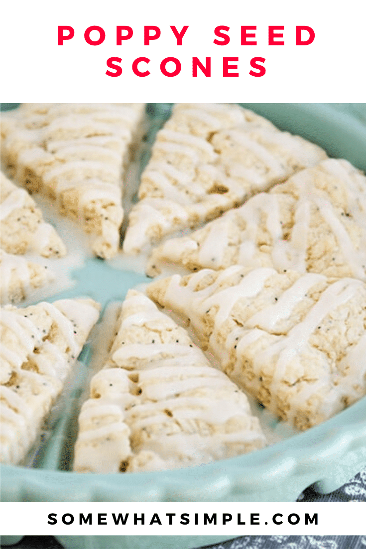 These almond poppy seed scones are soft and flaky. This scone recipe is super simple to make and tastes amazing!  Not only are the easy to make but they taste amazing! They make an easy and delicious breakfast or brunch! #poppyseedscones #howtomakescones #bestpoppyseedsconesrecipe #almondpoppyseedscones #sweetbreakfastrecipe via @somewhatsimple