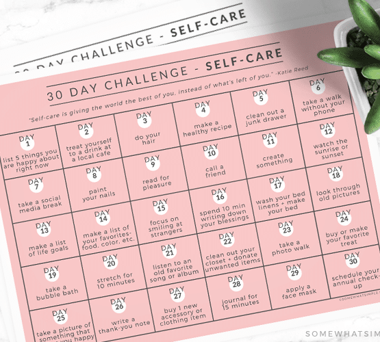 free calendar for a self care 30 day challenge