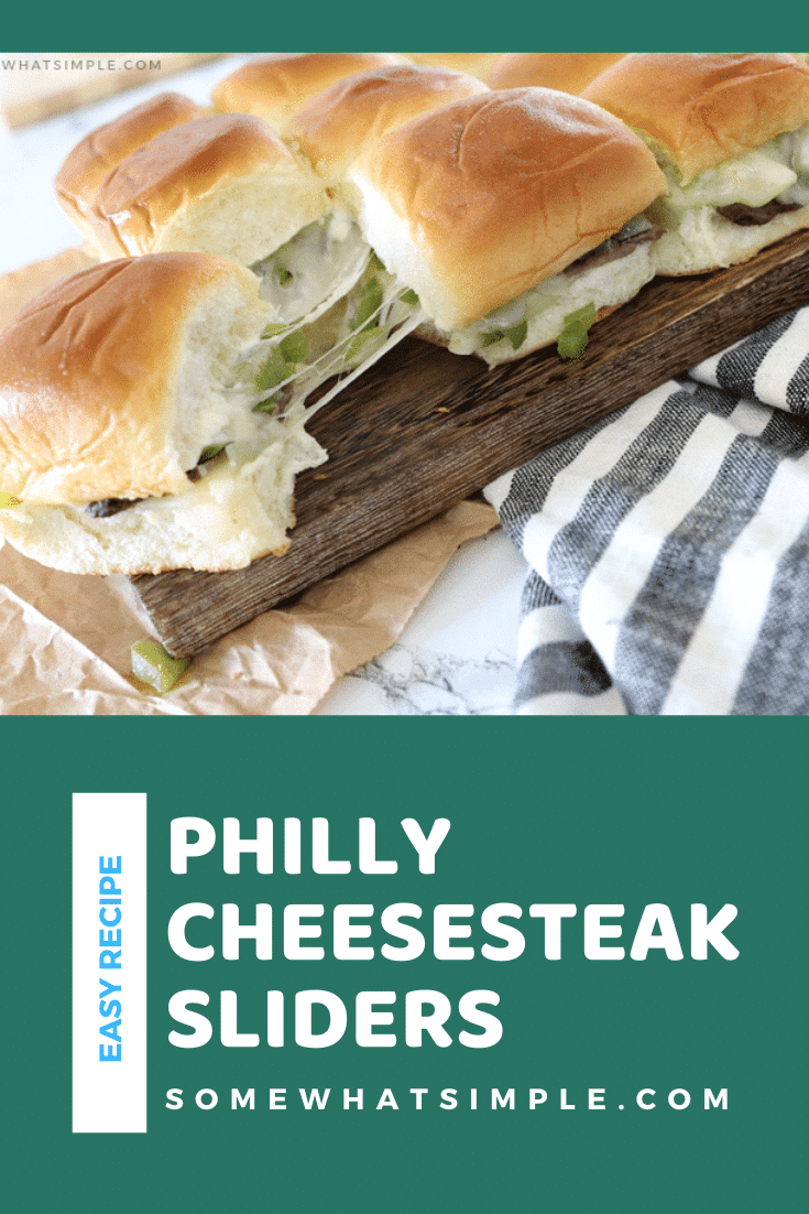 Philly Cheesesteak Sliders are made with thinly sliced steak, sautéed peppers and onions, melted Provolone cheese, and a special ingredient, all wrapped up on deliciously soft Hawaiian rolls! #sliders #phillycheesesteak #cheesesteakslidersrecipe #appetizers #phillycheesesteaksliders via @somewhatsimple