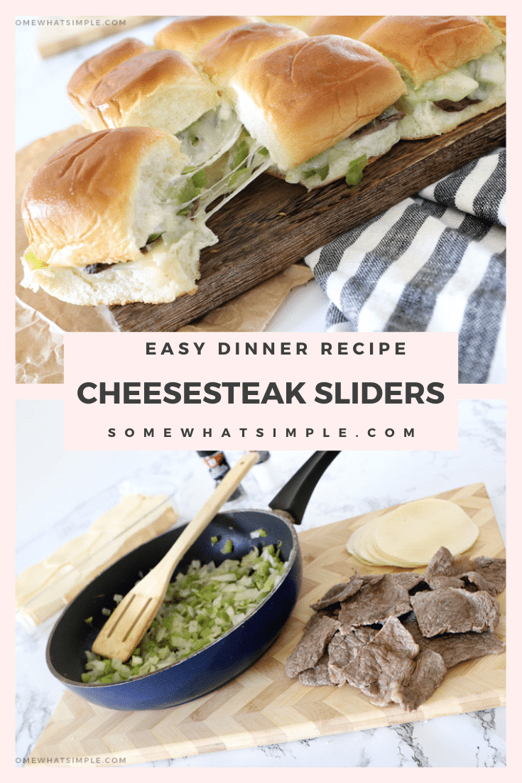 Philly Cheesesteak Sliders are made with thinly sliced steak, sautéed peppers and onions, melted Provolone cheese, and a special ingredient, all wrapped up on deliciously soft Hawaiian rolls! #sliders #phillycheesesteak #cheesesteakslidersrecipe #appetizers #phillycheesesteaksliders via @somewhatsimple