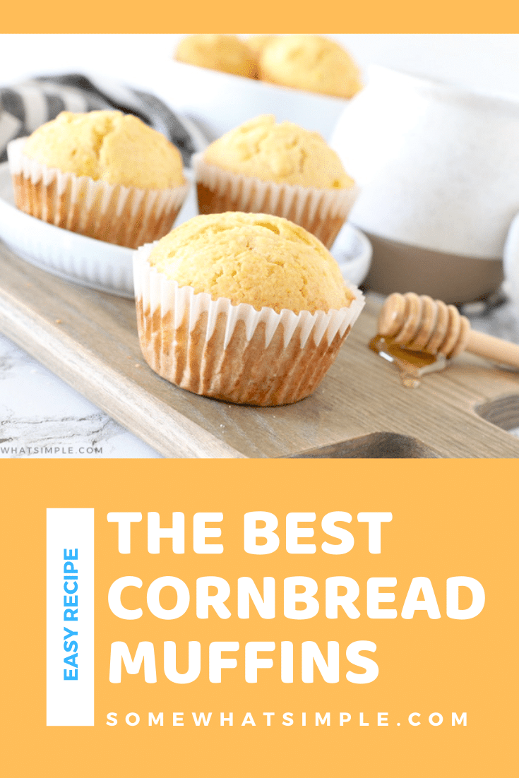 Cornbread muffins are deliciously sweet and so simple to make! They are the perfect complement to all your favorite Southern and Spanish-style meals! This classic recipe turns out soft and delicious every time! #easycornbreadmuffins #jiffycornbreadmuffins #cornbreadmuffinswithcorn #cornbread #cornmuffins via @somewhatsimple