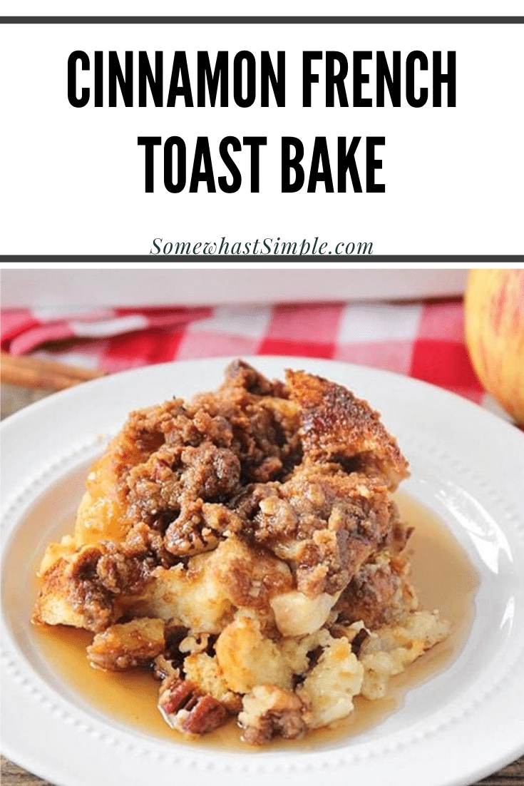 This delicious apple cinnamon french toast bake is the perfect fall breakfast. Filled with juicy apples and topped with a sweet cinnamon streusel, it's perfect for a special occasion! #easyfrenchtoastbake #overnightfrenchtoastbake #frenchtoastbake #frenchtoastbakerecipe #fallbreakfastrecipe via @somewhatsimple