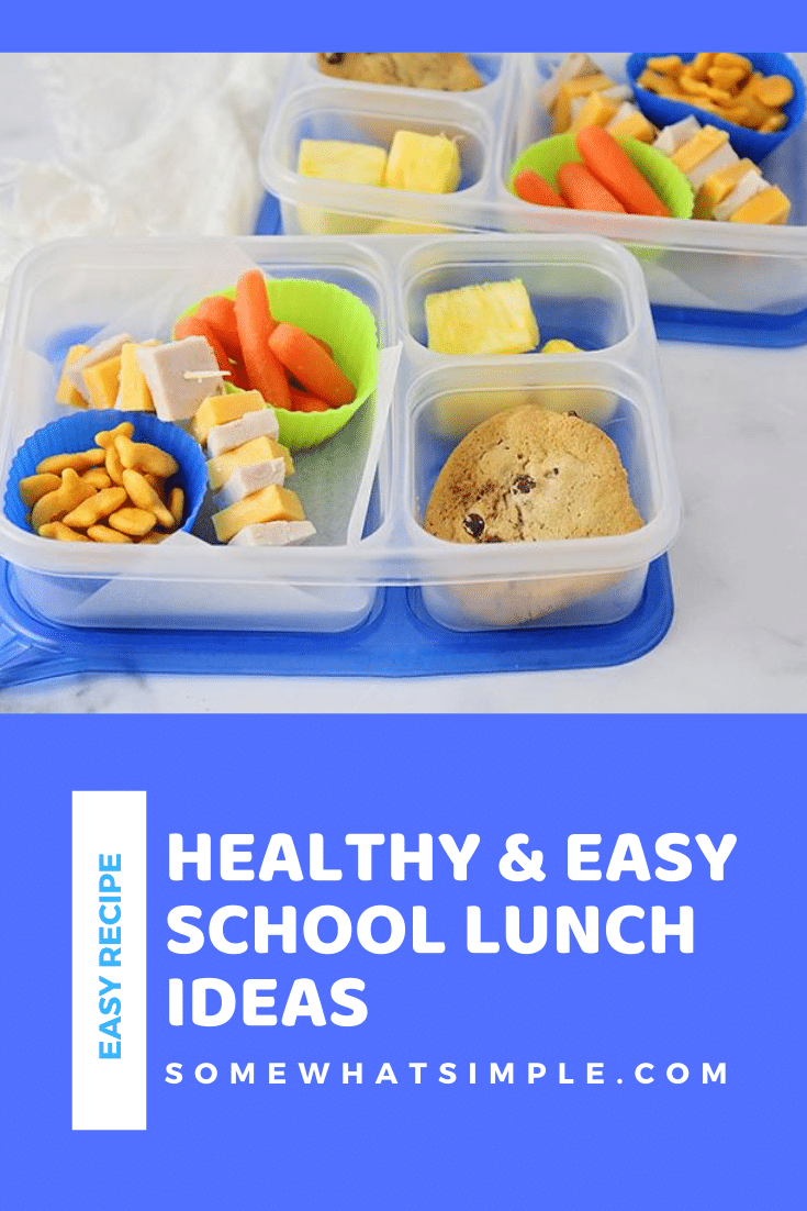 Time to get out of that PB&J rut and make school lunchtime more fun! Here are 6 easy and healthy school lunch ideas your kids will love!  #healthyschoollunchideas #bentolunchideas #bentobox #healthybentoboxideas #easybentoboxlunches via @somewhatsimple