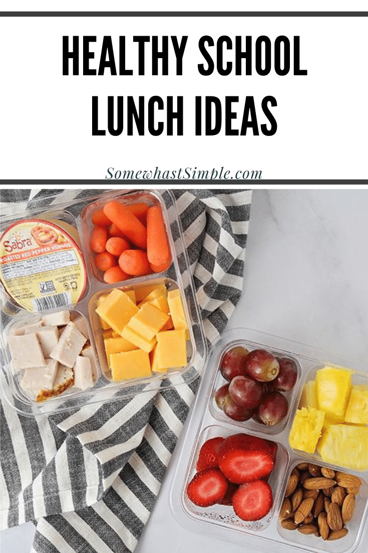 Time to get out of that PB&J rut and make school lunchtime more fun! Here are 6 easy and healthy school lunch ideas your kids will love!  #healthyschoollunchideas #bentolunchideas #bentobox #healthybentoboxideas #easybentoboxlunches via @somewhatsimple