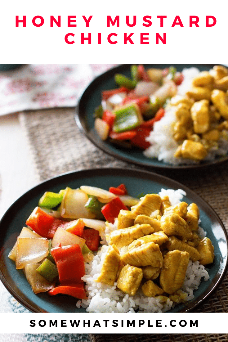 This honey mustard curry chicken is easy to prepare and tastes amazing! Made with the delicious combination of honey and mustard you won't be able to resist. #honeymustardchicken #currychicken #honeymustardcurrysauce #bakedhoneymustardchicken #honeymustardcurrychickenrecipe via @somewhatsimple