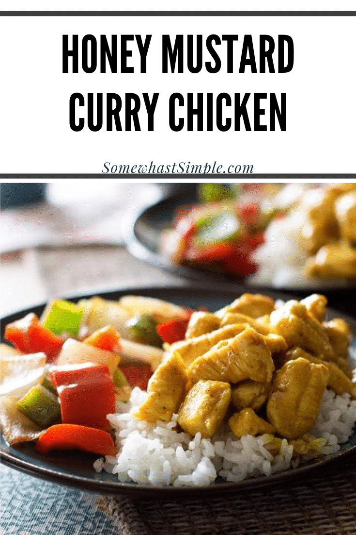 This honey mustard curry chicken is easy to prepare and tastes amazing! Made with the delicious combination of honey and mustard you won't be able to resist. #honeymustardchicken #currychicken #honeymustardcurrysauce #bakedhoneymustardchicken #honeymustardcurrychickenrecipe via @somewhatsimple
