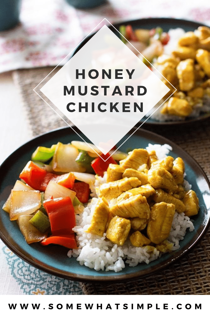 This honey mustard curry chicken is easy to prepare and tastes amazing! Made with the delicious combination of honey and mustard you won't be able to resist. #honeymustardchicken #currychicken #honeymustardcurrysauce #bakedhoneymustardchicken #honeymustardcurrychickenrecipe via @somewhatsimple