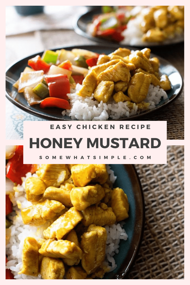 This honey mustard curry chicken is easy to prepare and tastes amazing! Made with the delicious combination of honey and mustard you won't be able to resist. #honeymustardchicken #currychicken #honeymustardcurrysauce #bakedhoneymustardchicken #honeymustardcurrychickenrecipe via @somewhatsimple