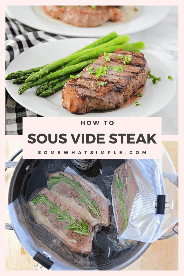 This garlic and herb sous vide steak is so tender, juicy, and flavorful. It’s cooked to perfection using the sous-vide method for great results every time! #sousvidesteak #howtosousvidesteak #souvidesteakrecipe #sousvidesteaktemperature #sousvidesteakchart via @somewhatsimple