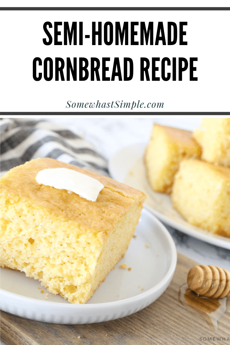 The best sweet cornbread recipe that is fluffy and delicious! This easy recipe will show you a short cut on how to make delicious cornbread using Jiffy cornbread and a box of cake mix. #cornbreadrecipe #cornbreadcakemixrecipe #sweetcornbread #jiffycornbreadrecipe #jiffycakemixcornbread via @somewhatsimple