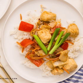plated Thai Chicken Satay on a white plate