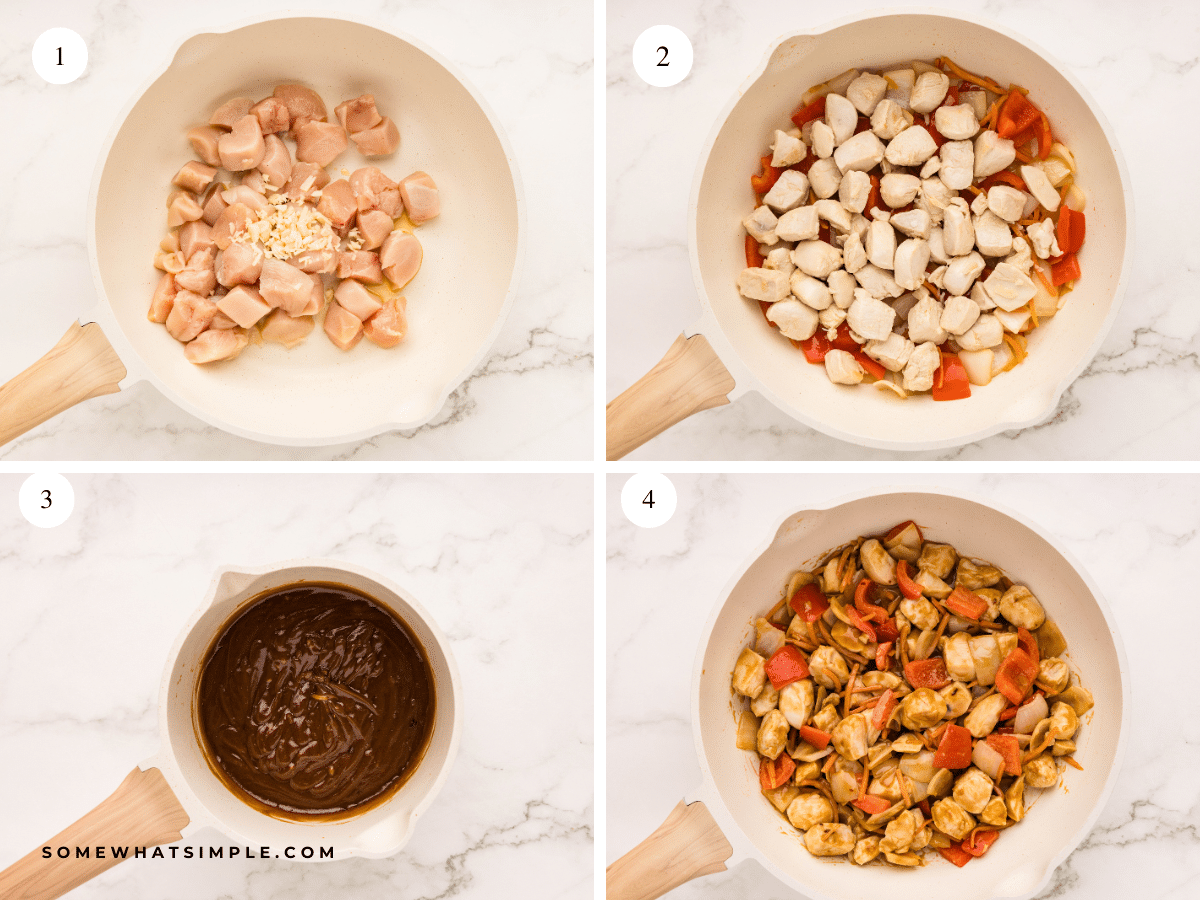 collage of pictures showing the directions on how to make Thai Chicken Satay