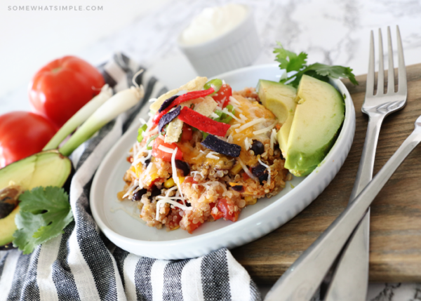 quinoa casserole with taco toppings