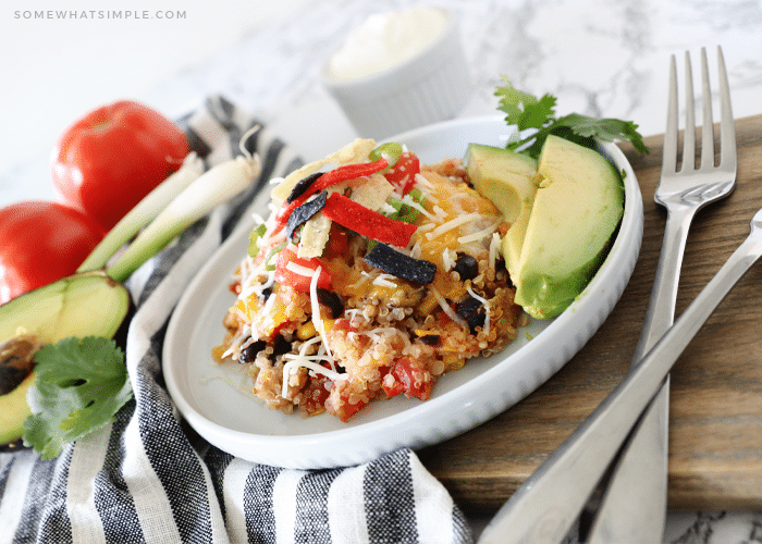 Quinoa Taco Casserole (30 Min Meal) Somewhat Simple