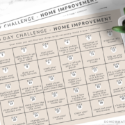 2 home improvement challenge calendars laid flat on a counter