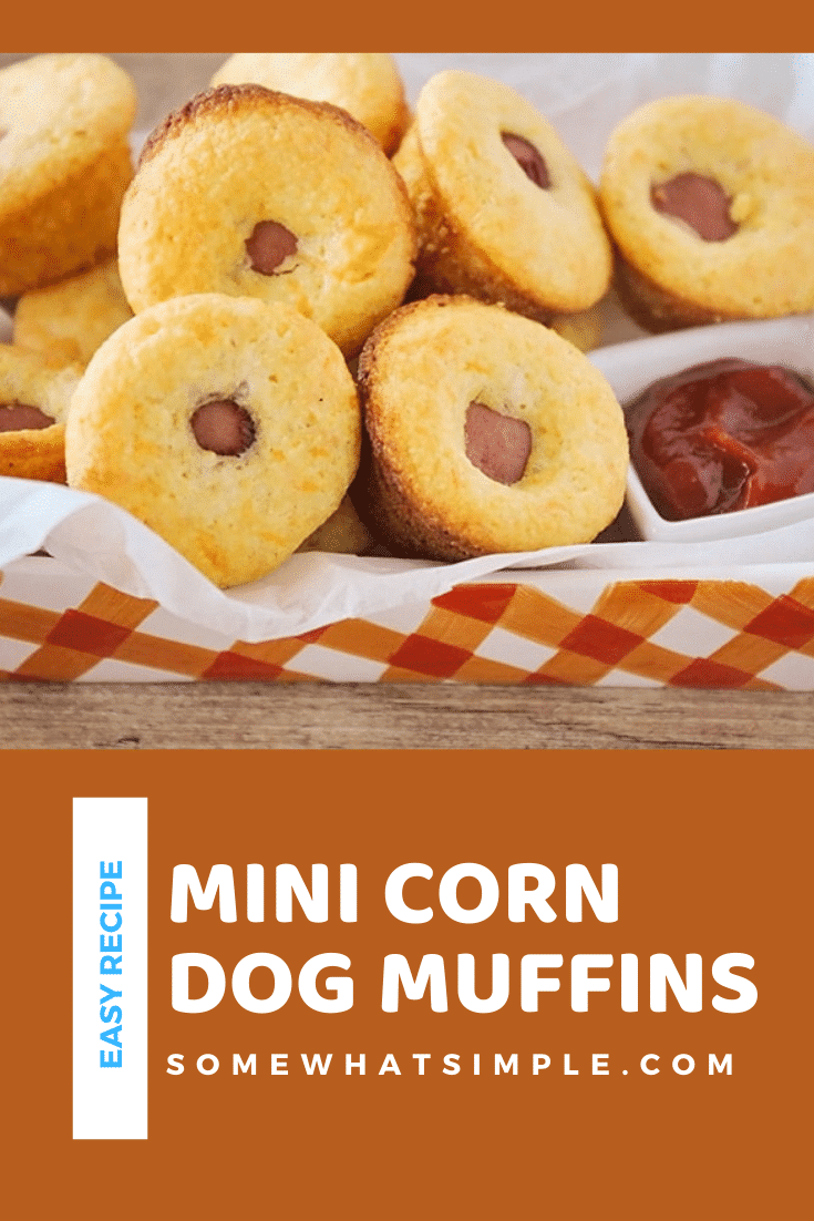 Corn dog muffins are perfect for lunch, an afternoon snack or a party appetizer! Made with Jiffy cornbread mix so they're easy to throw together and taste amazing! via @somewhatsimple