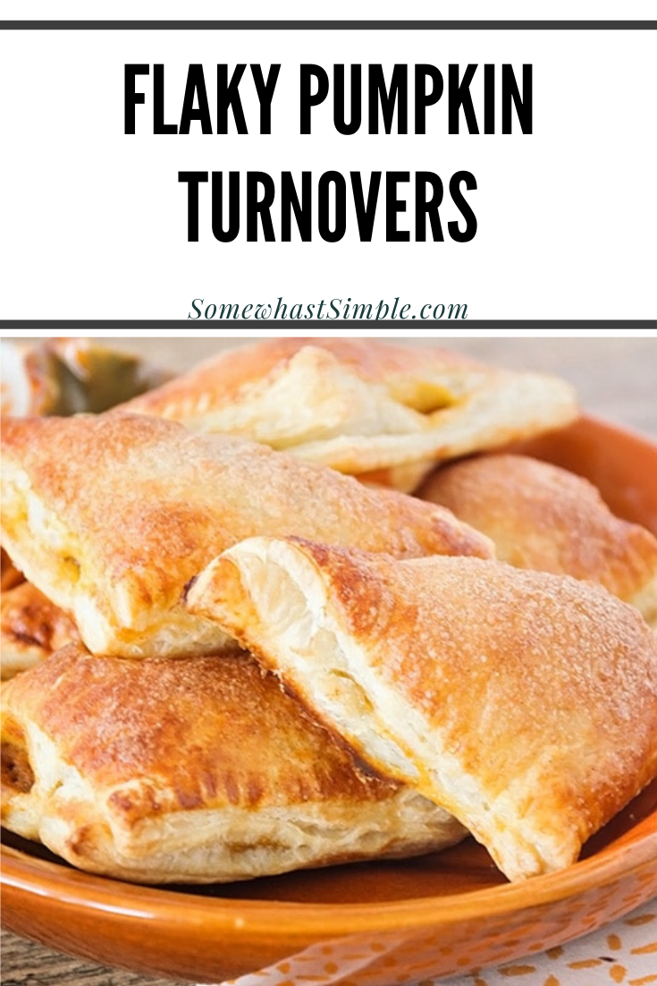 Pumpkin turnovers are the perfect dessert pastry to enjoy during the fall. They're easy to make and turn out soft and flaky every time! You can enjoy them for breakfast, brunch or just an afternoon snack and guaranteed to put a smile on your face. via @somewhatsimple