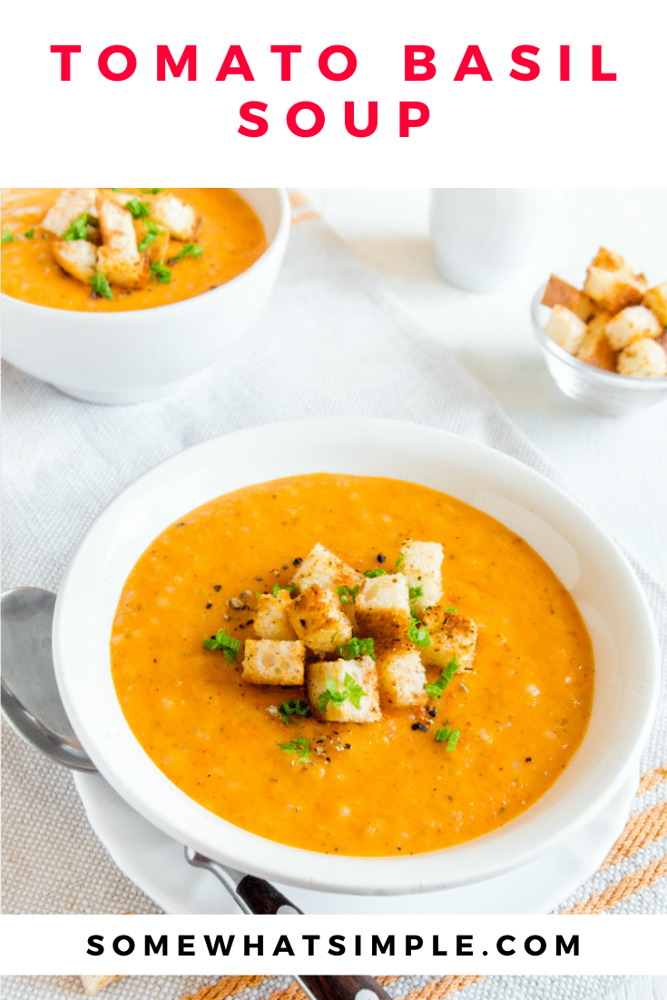 You can now make and enjoy Buddy V's famous tomato and basil soup at home. This creamy soup recipe is easy to make and the perfect meal on a cold day. It will quickly become one of your family's favorite soup recipes. via @somewhatsimple