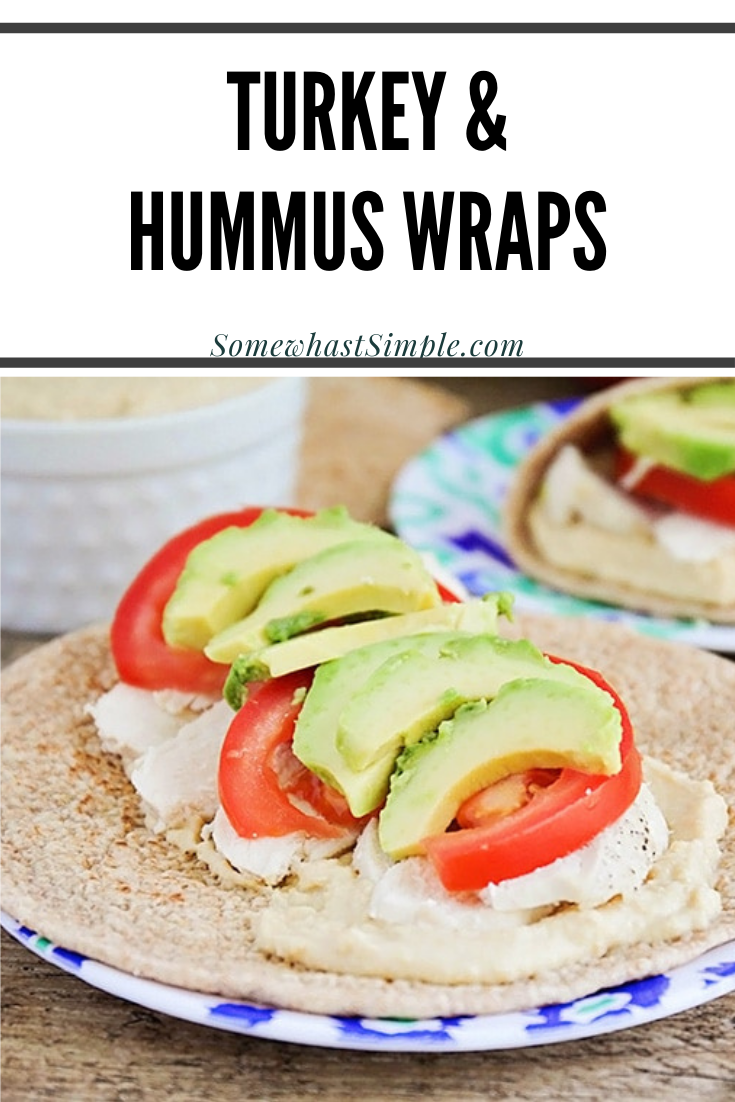 These chicken and hummus sandwich wraps are savory, delicious, and so easy to make. They're filled with homemade hummus, turkey and fresh vegetables. They're a tasty and hearty main dish that happens to be healthy too! via @somewhatsimple