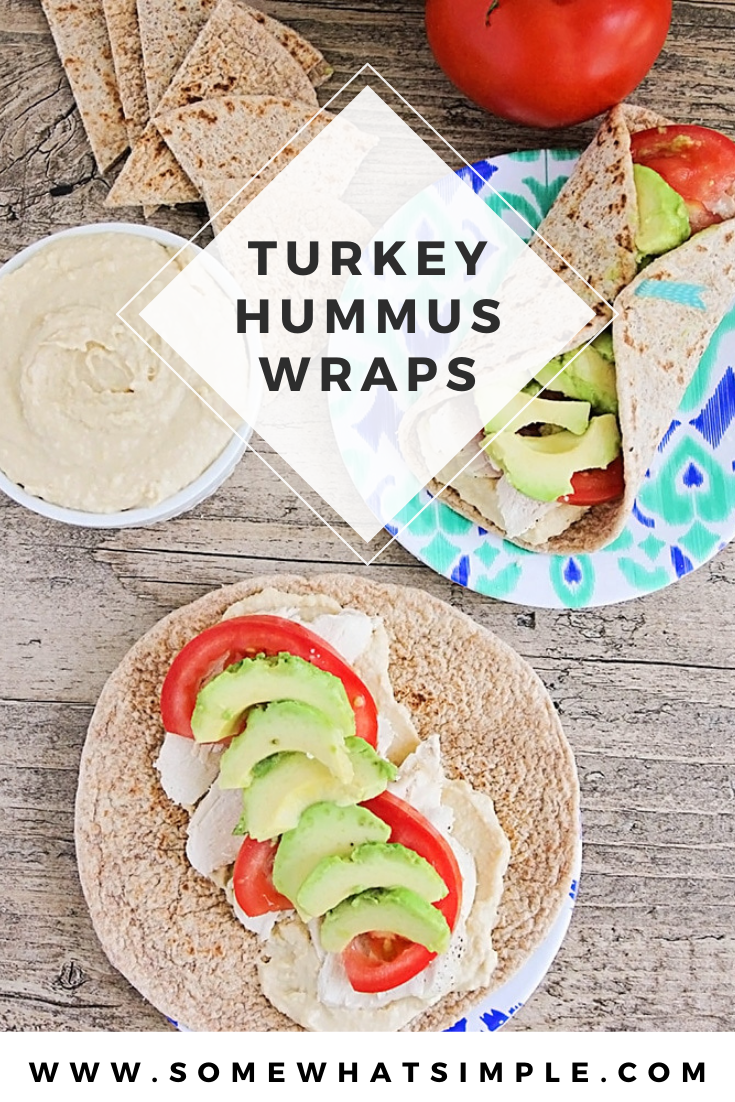 These chicken and hummus sandwich wraps are savory, delicious, and so easy to make. They're filled with homemade hummus, turkey and fresh vegetables. They're a tasty and hearty main dish that happens to be healthy too! via @somewhatsimple