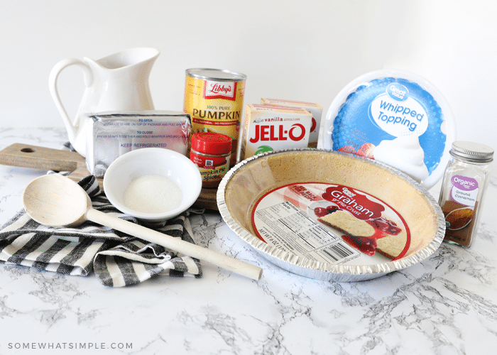 ingredients for a no bake pumpkin cheesecake 