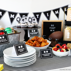 simple tailgating party with easy foods and printables