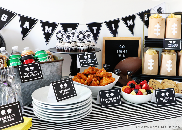 simple tailgating party with easy foods and printables