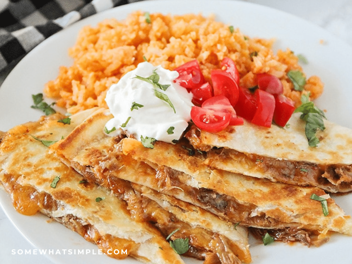 close up of BBQ Pork Quesadillas