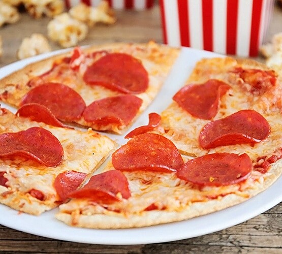 Tortilla Pizza with cheese and pepperoni
