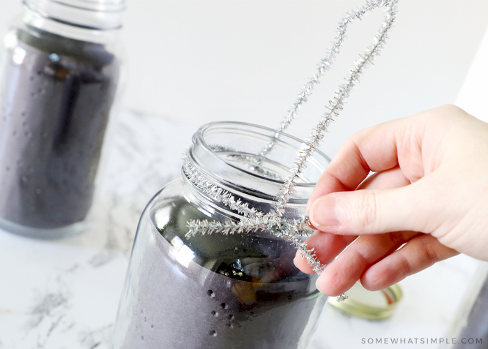 pipe cleaner wrapped around a mason jar